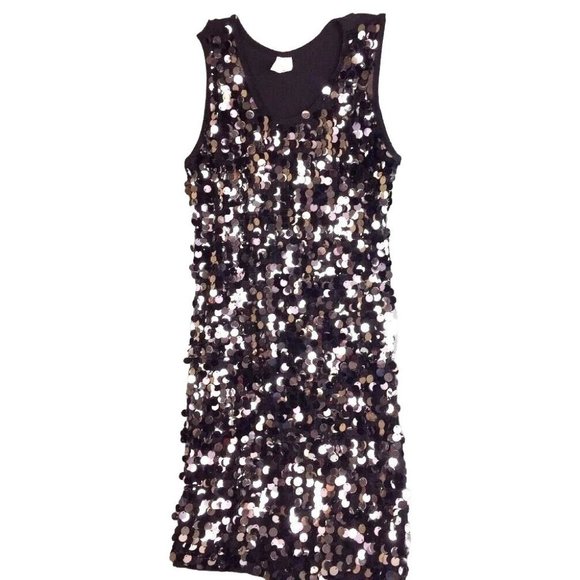 Stars Dancewear Girls Black with Silver & Black Sequins Size Large (10-12) - Picture 1 of 1